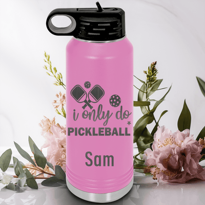 Light Purple Pickleball Water Bottle With Nothin But Pickle Design