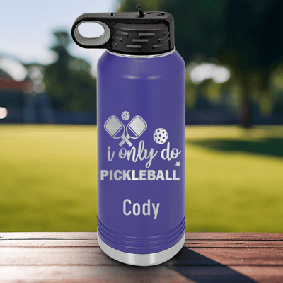 Purple Pickleball Water Bottle With Nothin But Pickle Design
