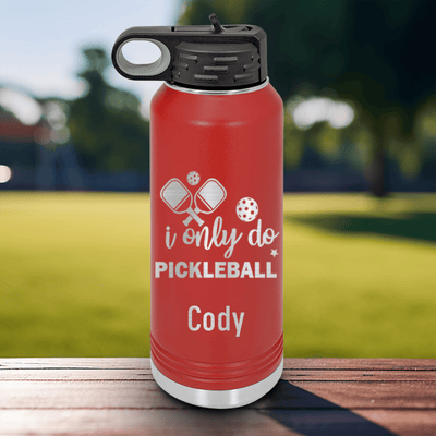 Red Pickleball Water Bottle With Nothin But Pickle Design