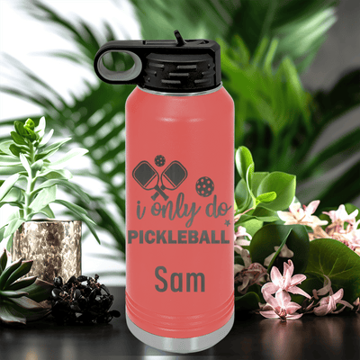 Salmon Pickleball Water Bottle With Nothin But Pickle Design