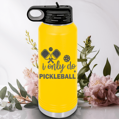 Yellow Pickleball Water Bottle With Nothin But Pickle Design