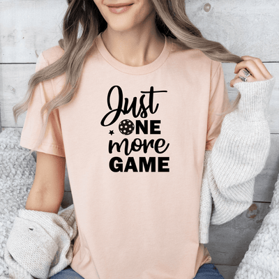Womens Heather Peach T Shirt with One-More-Pickle design