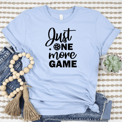 Womens Light Blue T Shirt with One-More-Pickle design