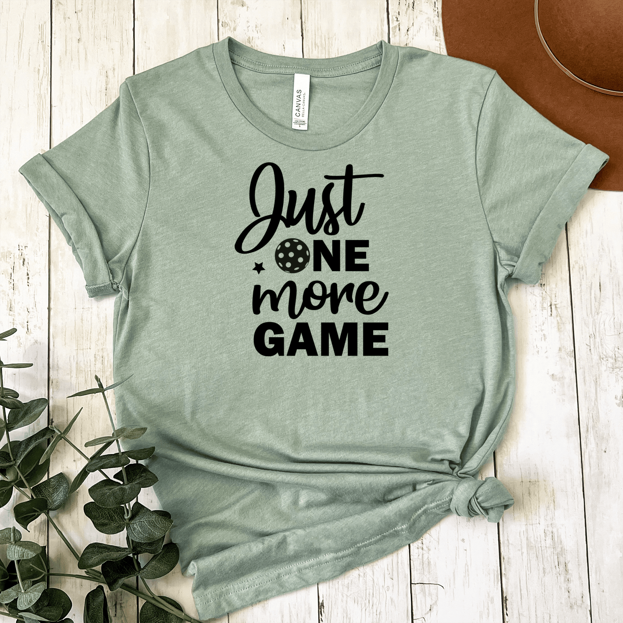 Womens Light Green T Shirt with One-More-Pickle design