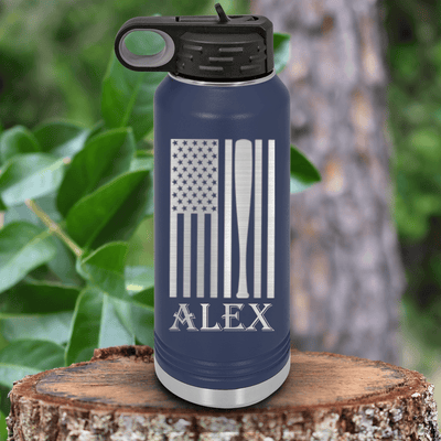 Navy Baseball Water Bottle With Patriotic Baseball Pride Design