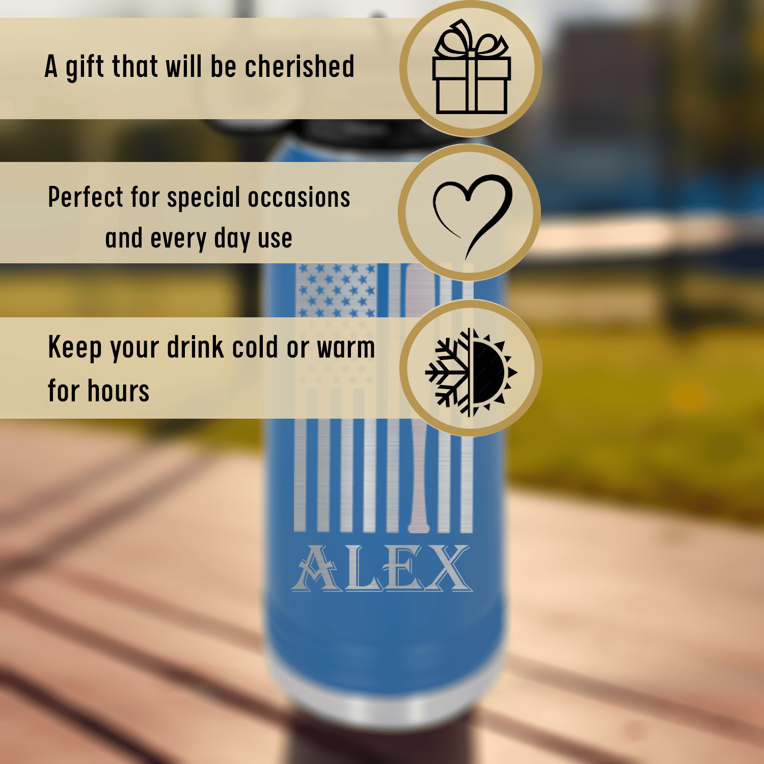 Patriotic Baseball Pride Water Bottle