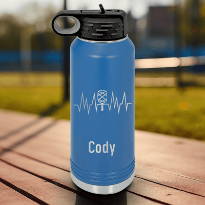 Blue Pickleball Water Bottle With Pickle Beats Design