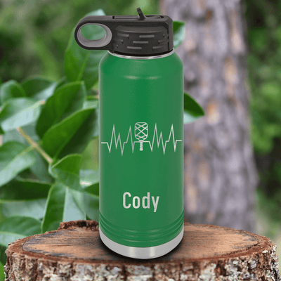 Green Pickleball Water Bottle With Pickle Beats Design
