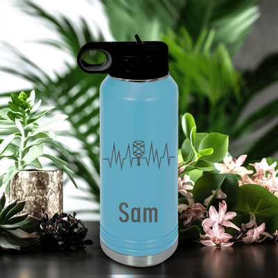 Light Blue Pickleball Water Bottle With Pickle Beats Design