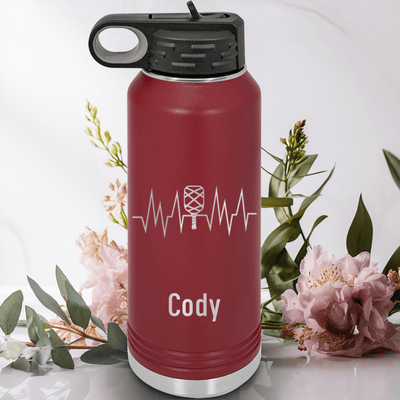 Maroon Pickleball Water Bottle With Pickle Beats Design