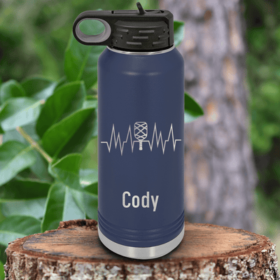 Navy Pickleball Water Bottle With Pickle Beats Design