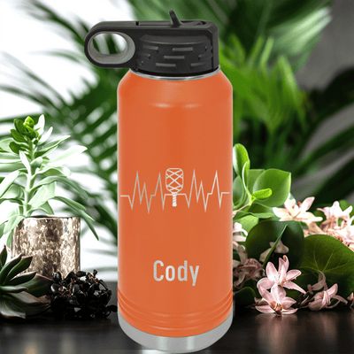 Orange Pickleball Water Bottle With Pickle Beats Design