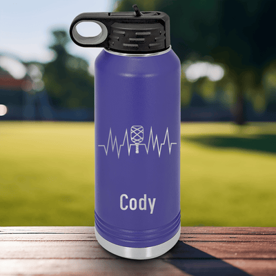 Purple Pickleball Water Bottle With Pickle Beats Design