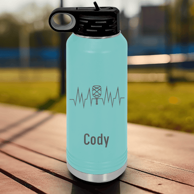 Teal Pickleball Water Bottle With Pickle Beats Design