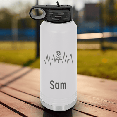 White Pickleball Water Bottle With Pickle Beats Design
