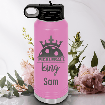Light Purple Pickleball Water Bottle With Pickle King Design