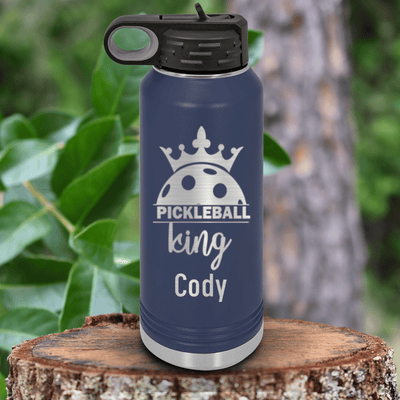 Navy Pickleball Water Bottle With Pickle King Design