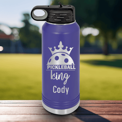 Purple Pickleball Water Bottle With Pickle King Design