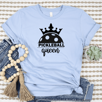 Womens Light Blue T Shirt with Pickle-Queen design
