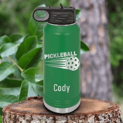 Green Pickleball Water Bottle With Pickle Sport Design
