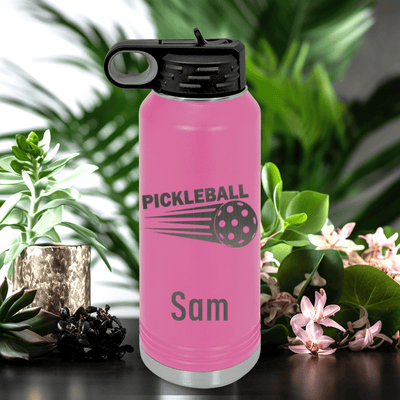 Pink Pickleball Water Bottle With Pickle Sport Design
