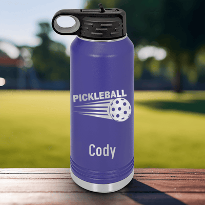 Purple Pickleball Water Bottle With Pickle Sport Design