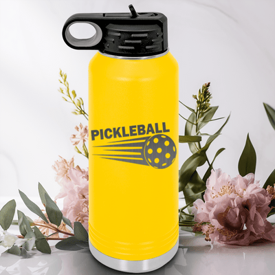 Yellow Pickleball Water Bottle With Pickle Sport Design