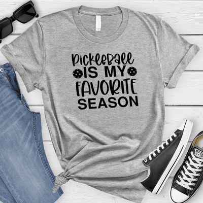 Womens Grey T Shirt with Pickleball-Season design