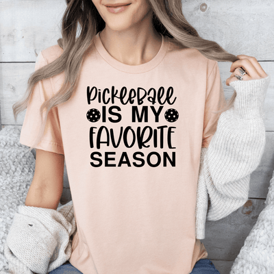 Womens Heather Peach T Shirt with Pickleball-Season design