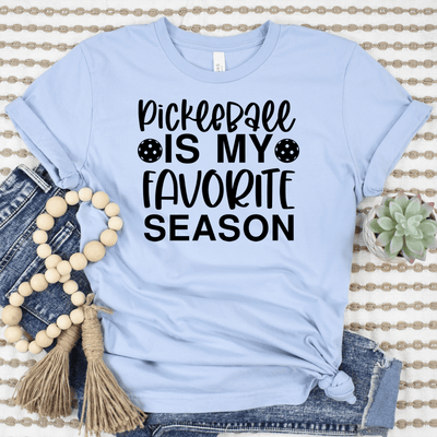 Womens Light Blue T Shirt with Pickleball-Season design