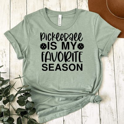 Womens Light Green T Shirt with Pickleball-Season design