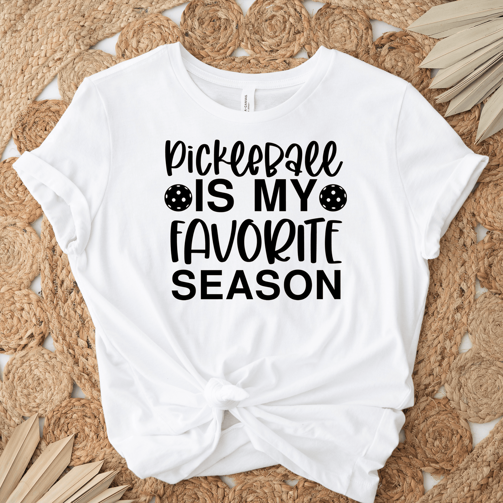 Womens White T Shirt with Pickleball-Season design