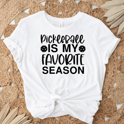 Womens White T Shirt with Pickleball-Season design