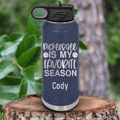 Navy Pickleball Water Bottle With Pickleball Season Design