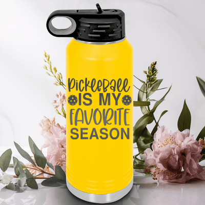 Yellow Pickleball Water Bottle With Pickleball Season Design