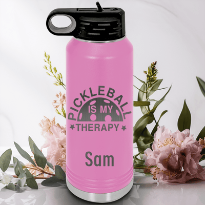 Light Purple Pickleball Water Bottle With Pickleball Therapy Design