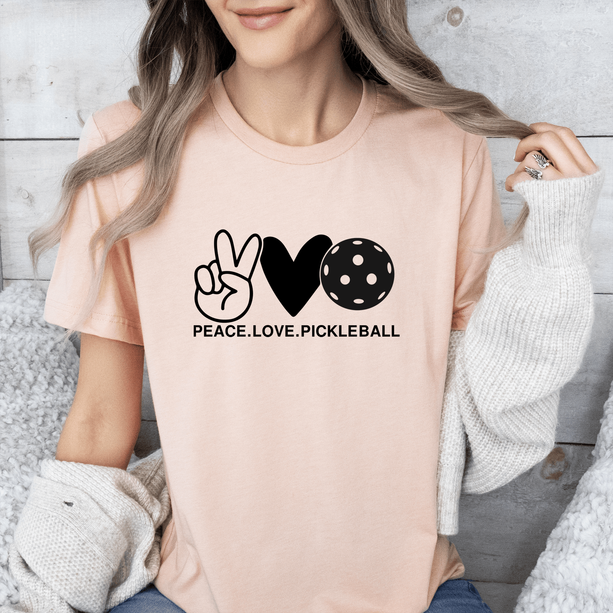 Womens Heather Peach T Shirt with Pickles-Peach-And-Love design