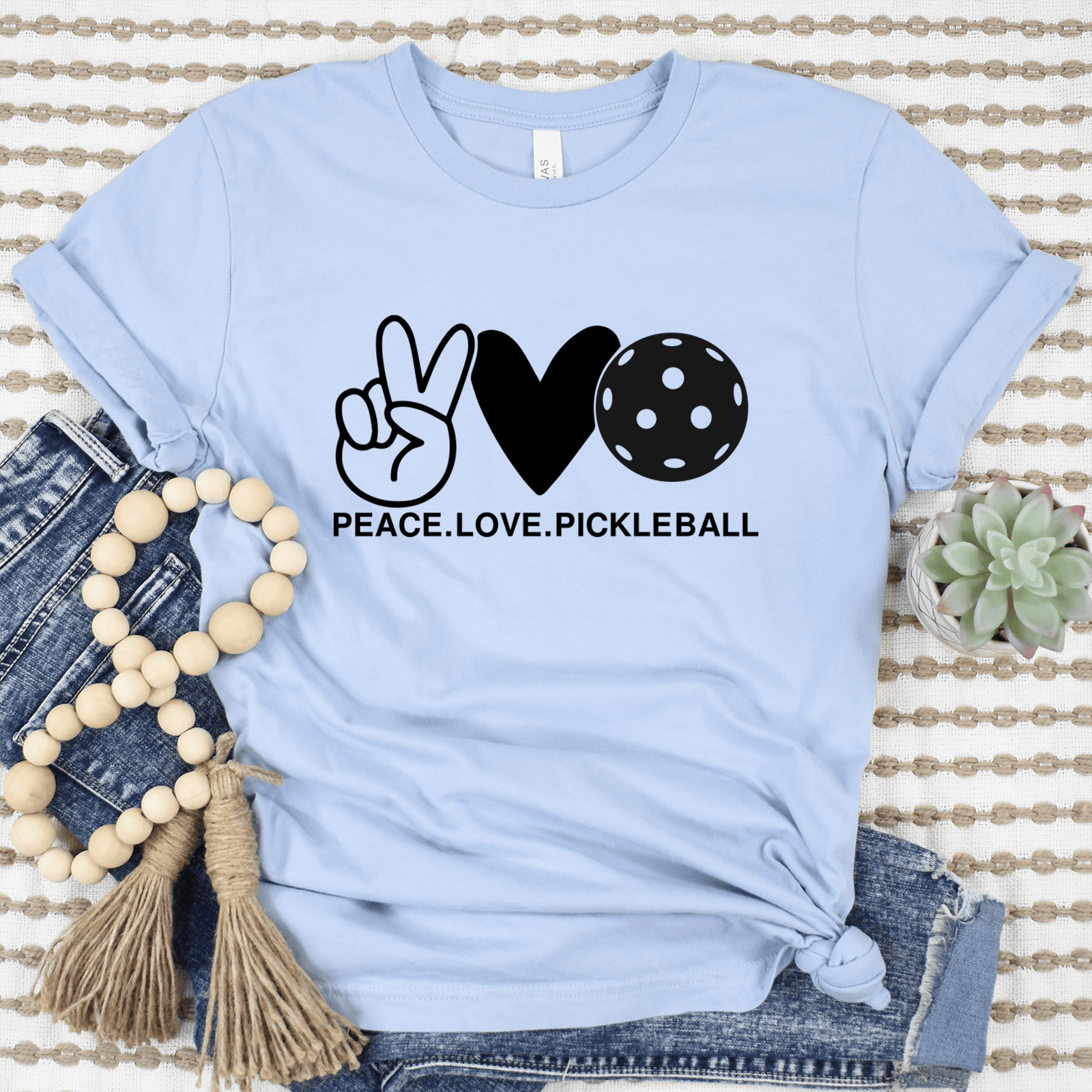 Womens Light Blue T Shirt with Pickles-Peach-And-Love design
