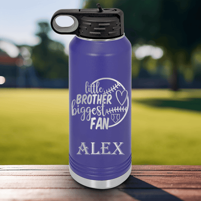 Purple Baseball Water Bottle With Proud Baseball Sibling Design