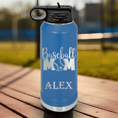 Blue Baseball Water Bottle With Queen Of The Bleachers Baseball Design