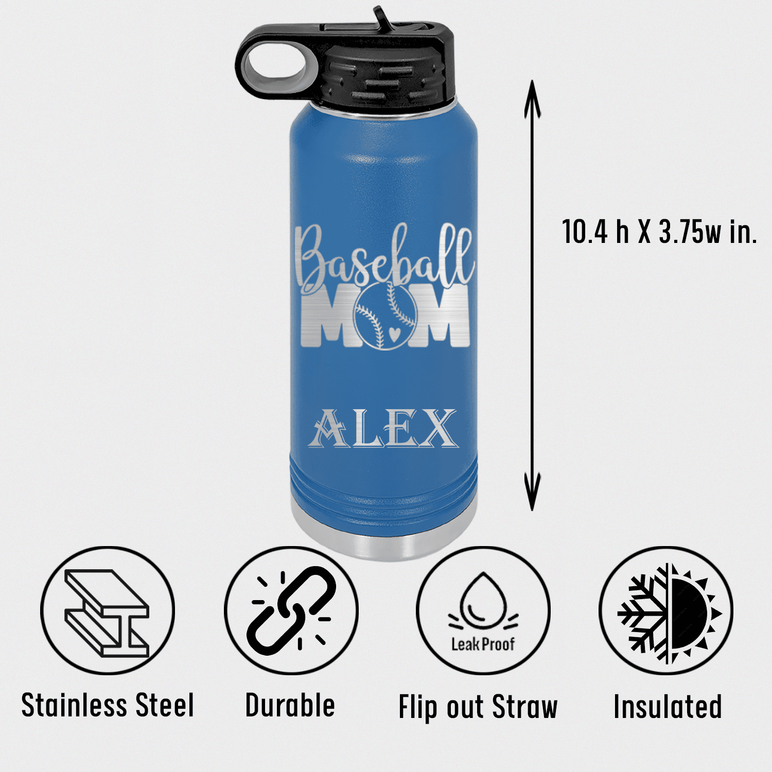 Queen Of The Bleachers Baseball Water Bottle