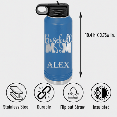 Queen Of The Bleachers Baseball Water Bottle