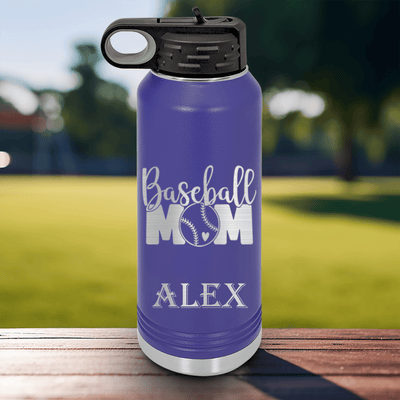 Purple Baseball Water Bottle With Queen Of The Bleachers Baseball Design