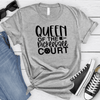Womens Grey T Shirt with Queen-Of-The-Pickleball-Court design