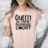 Womens Heather Peach T Shirt with Queen-Of-The-Pickleball-Court design