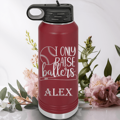 Maroon Baseball Water Bottle With Raising Future Mvps Design