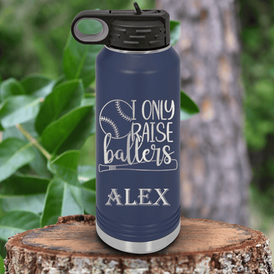 Navy Baseball Water Bottle With Raising Future Mvps Design