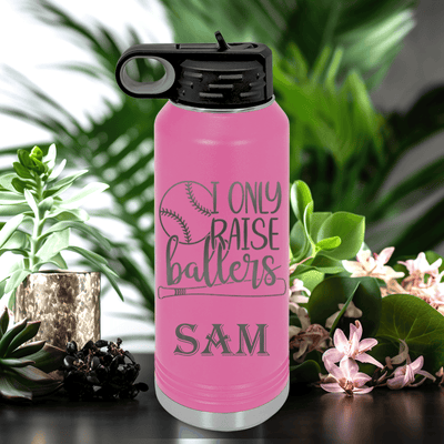 Pink Baseball Water Bottle With Raising Future Mvps Design