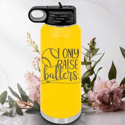 Yellow Baseball Water Bottle With Raising Future Mvps Design