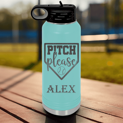 Teal Baseball Water Bottle With Sass From The Mound Design